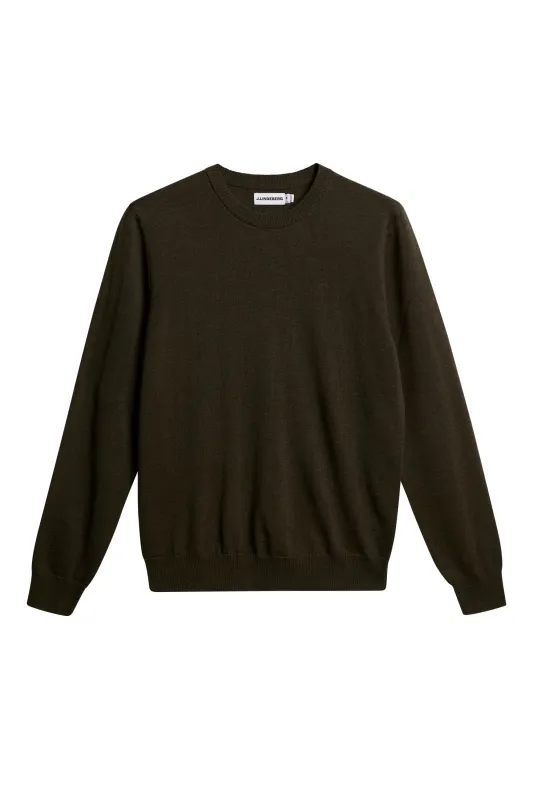 Keane Merino Crew Neck / Forest Green Melange sold by J. Lindeberg