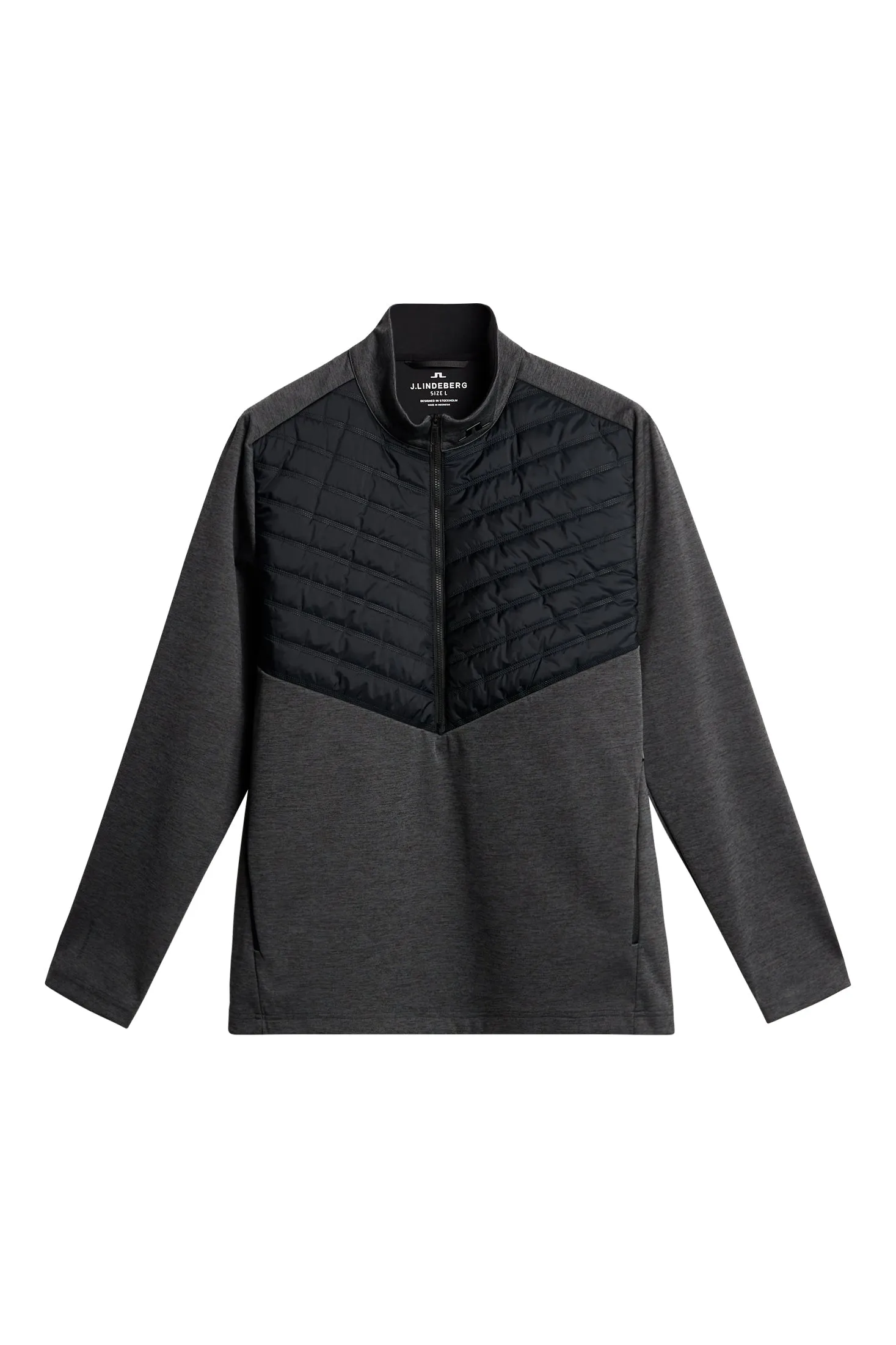 Raph Quilt Hybrid Jacket / Asphalt and Black Melange sold by J. Lindeberg