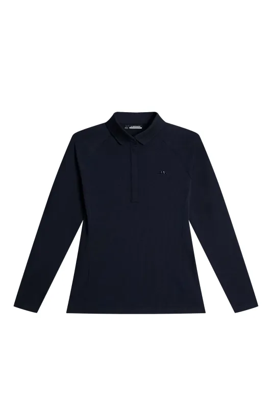 Flor Long Sleeve Polo / Navy Melange sold by J. Lindeberg