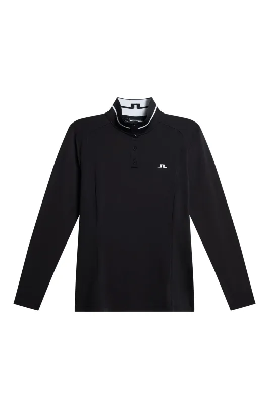 Hertta Long Sleeve Polo / Black sold by J. Lindeberg