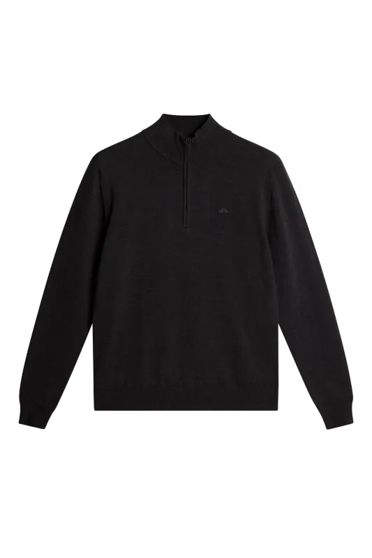 Kiyan Merino Quarter Zip / Dark Grey Melange sold by J. Lindeberg