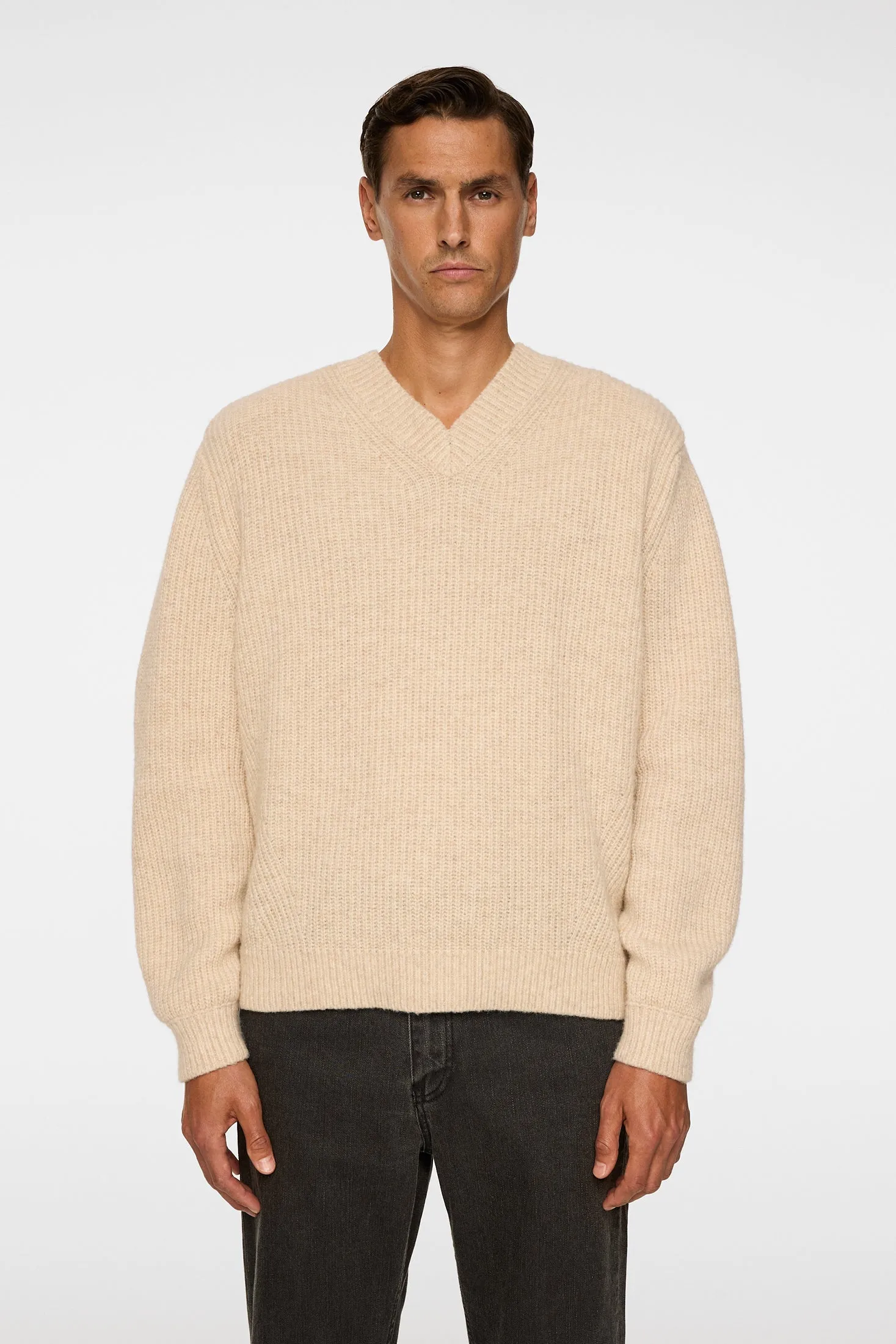 Vitor V-neck Heavy Knit / Moonbeam Melange sold by J. Lindeberg product image thumbnail 2