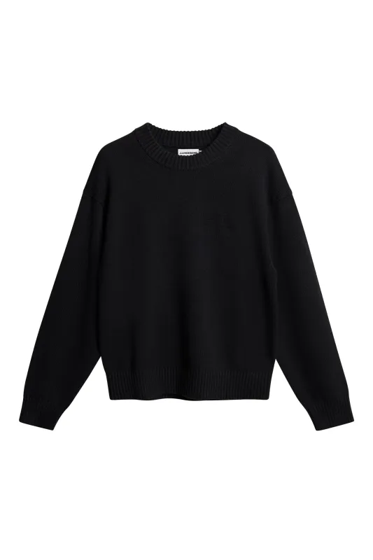 Eddy Cotton Wool Crew Neck / Black sold by J. Lindeberg