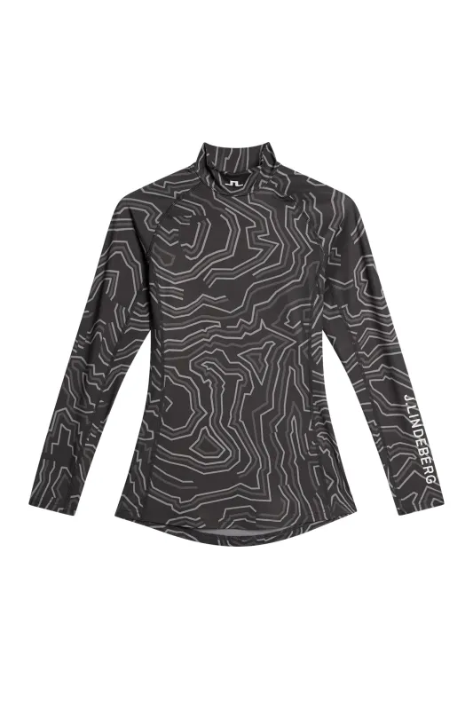 Ella Print Compression Top / Topo Asphalt L sold by J. Lindeberg
