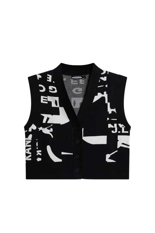 Jackie Jacquard Vest / JL Kangol Black White M made by J. Lindeberg