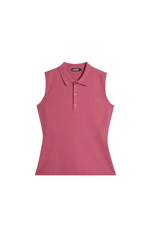 Tanja Sleeveless Polo Shirt / Rose Wine sold by J. Lindeberg