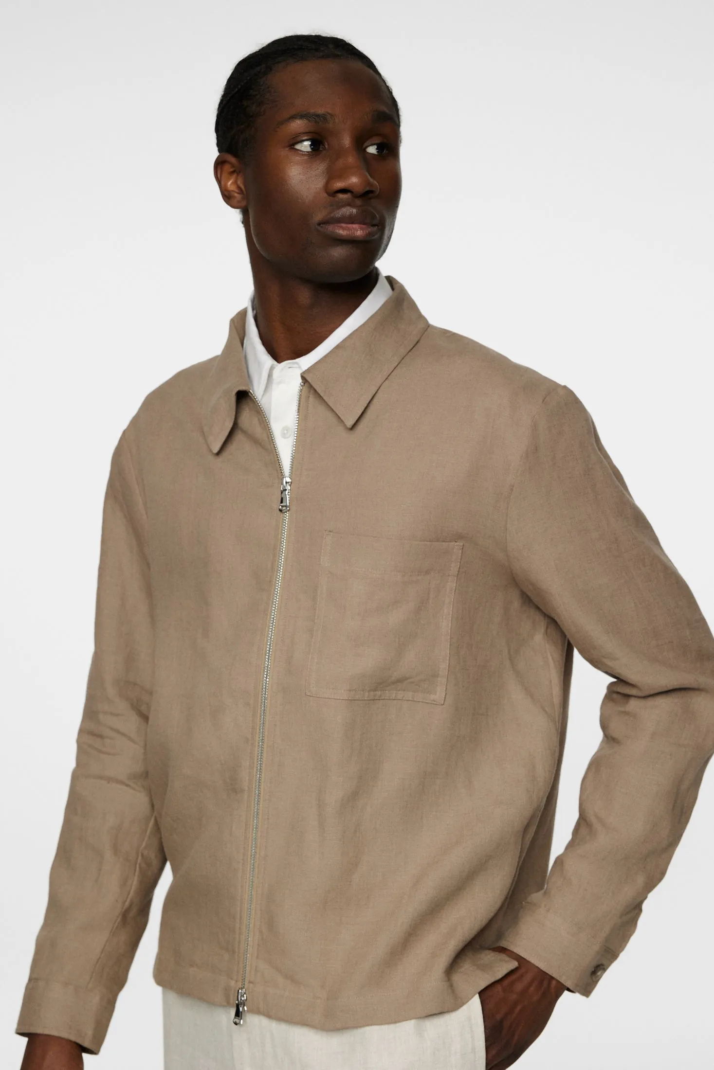Julius Drape Linen Overshirt / Sepia Tint sold by J. Lindeberg product image thumbnail 5