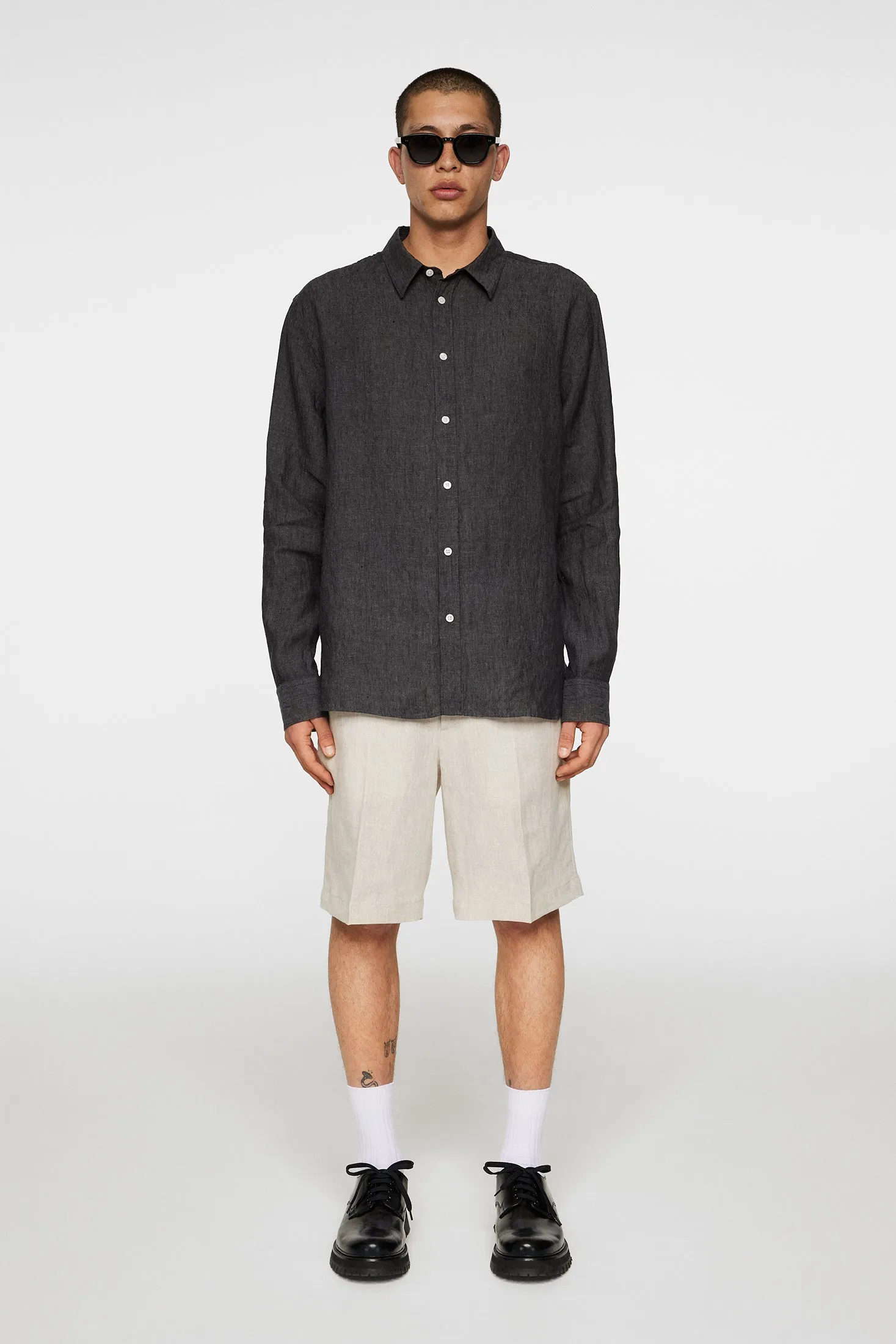 Reg LS Linen Melange Shirt / Black sold by J. Lindeberg product image thumbnail 4
