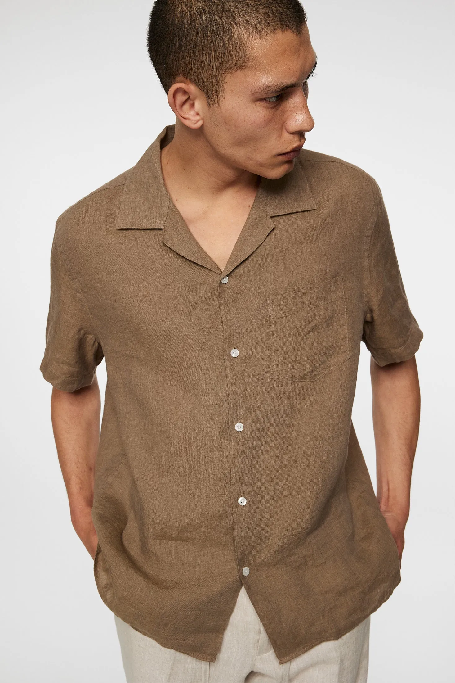 Elio Linen Melange Shirt / Sepia Tint sold by J. Lindeberg product image thumbnail 5