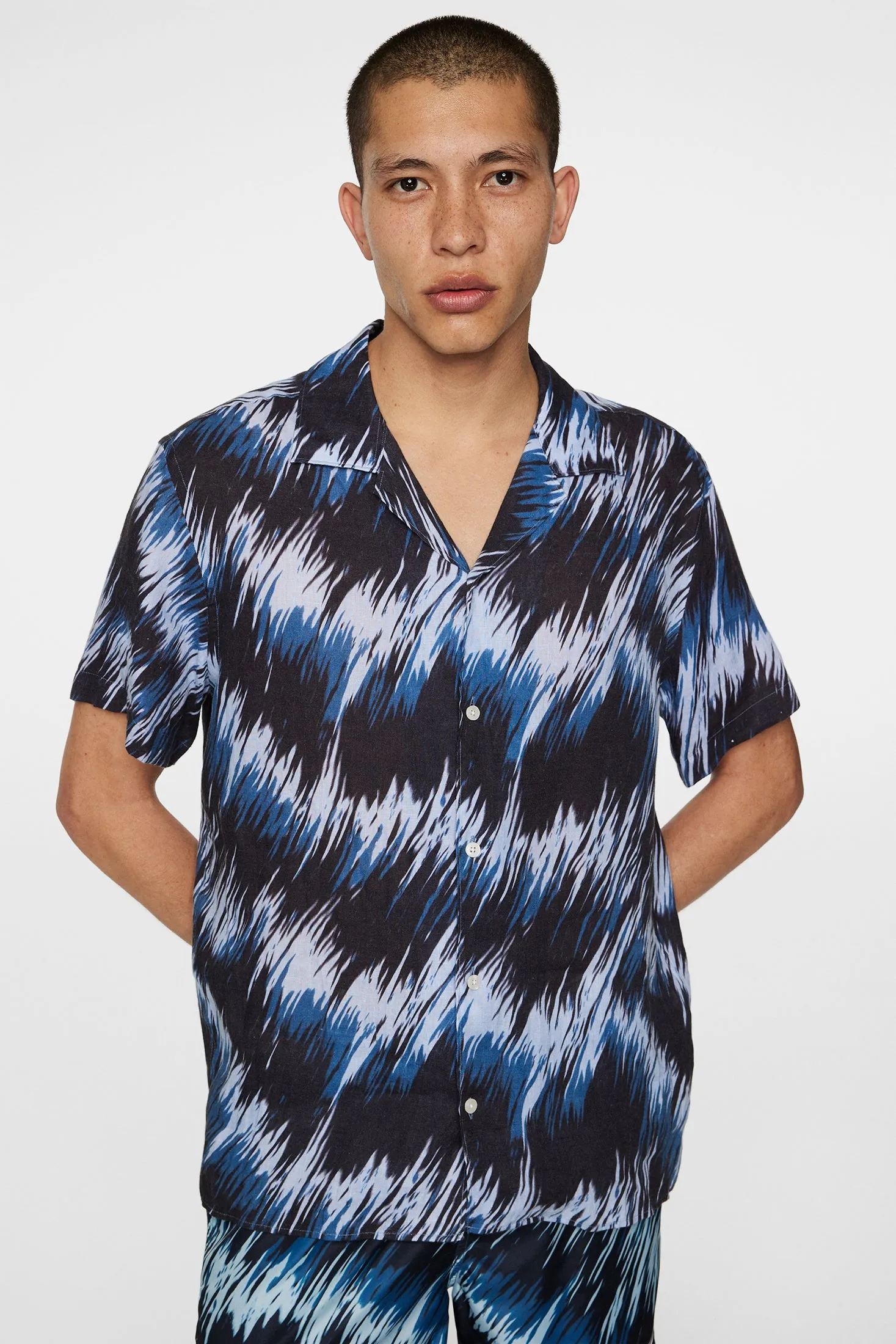 Elio Linen Printed Shirt / Thunderstorm Navy M sold by J. Lindeberg product image thumbnail 5