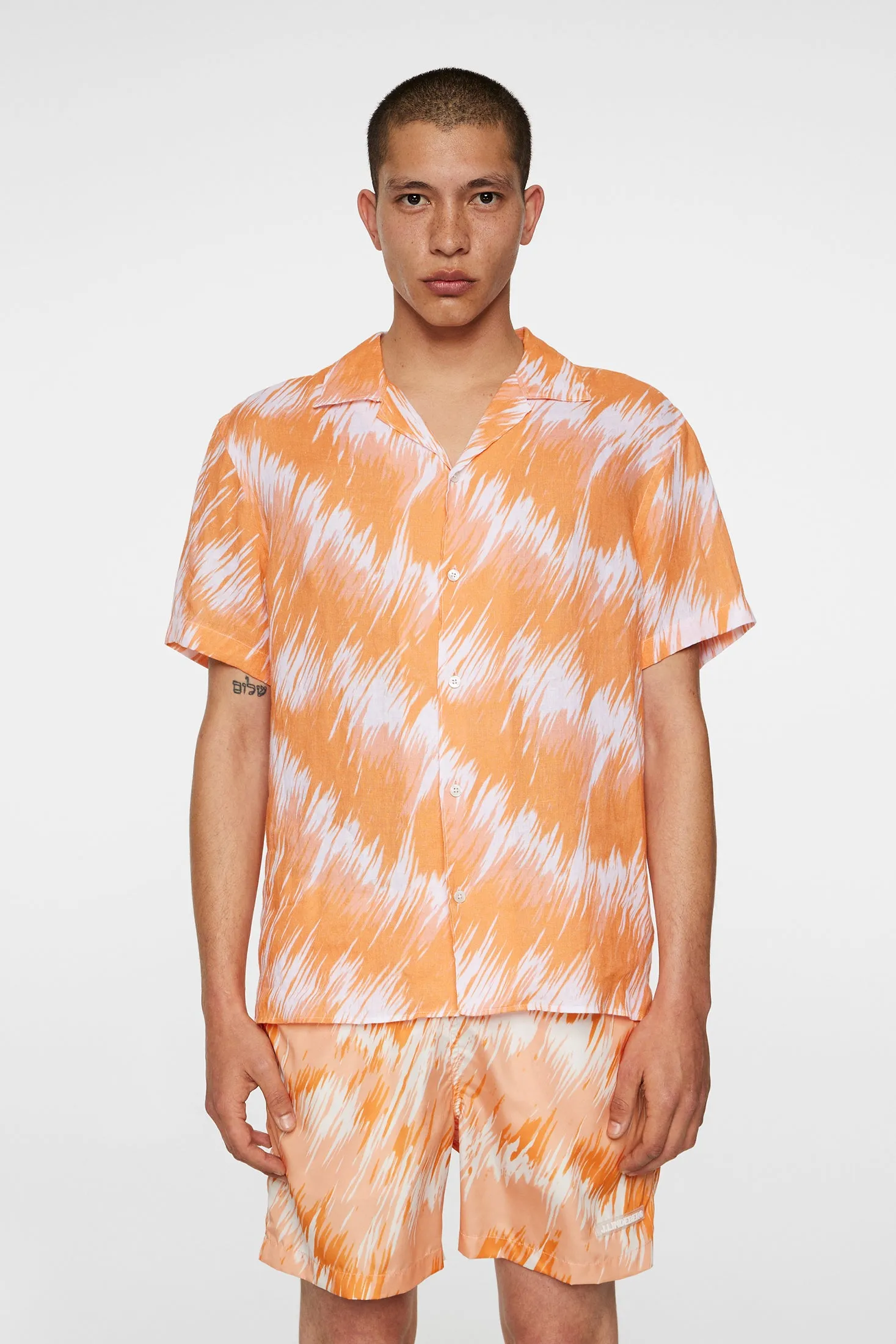 Elio Linen Printed Shirt / Thunderstorm Orange M sold by J. Lindeberg product image thumbnail 2