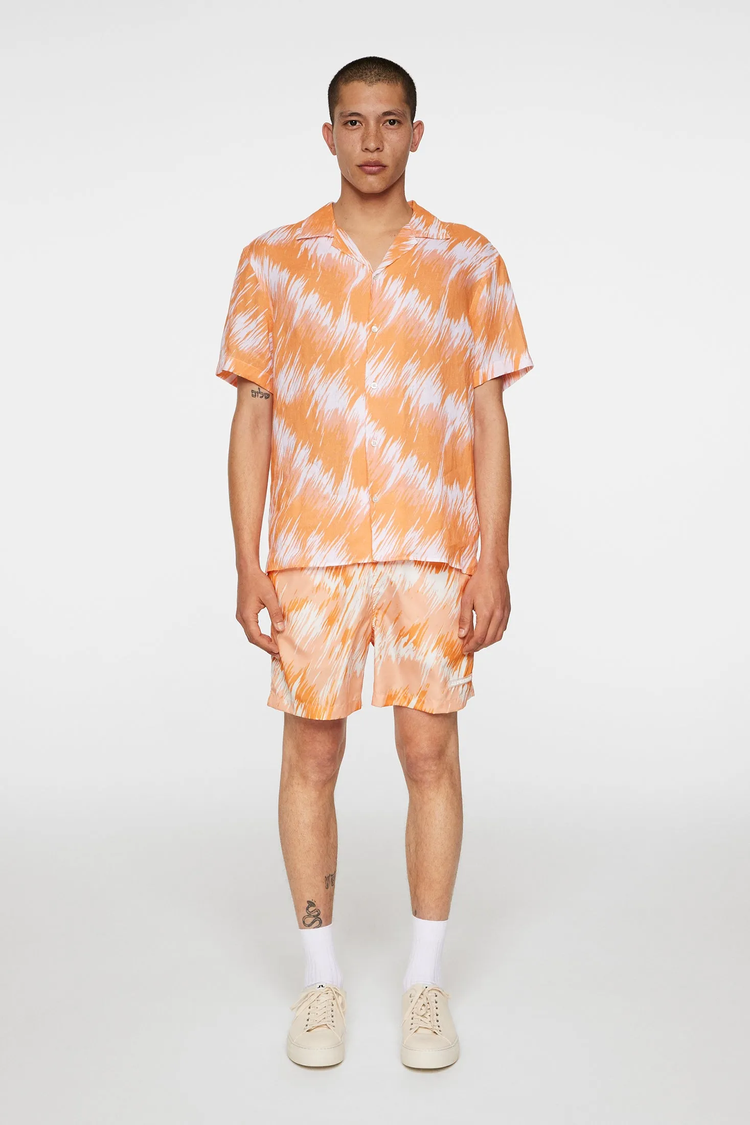 Elio Linen Printed Shirt / Thunderstorm Orange M sold by J. Lindeberg product image thumbnail 4