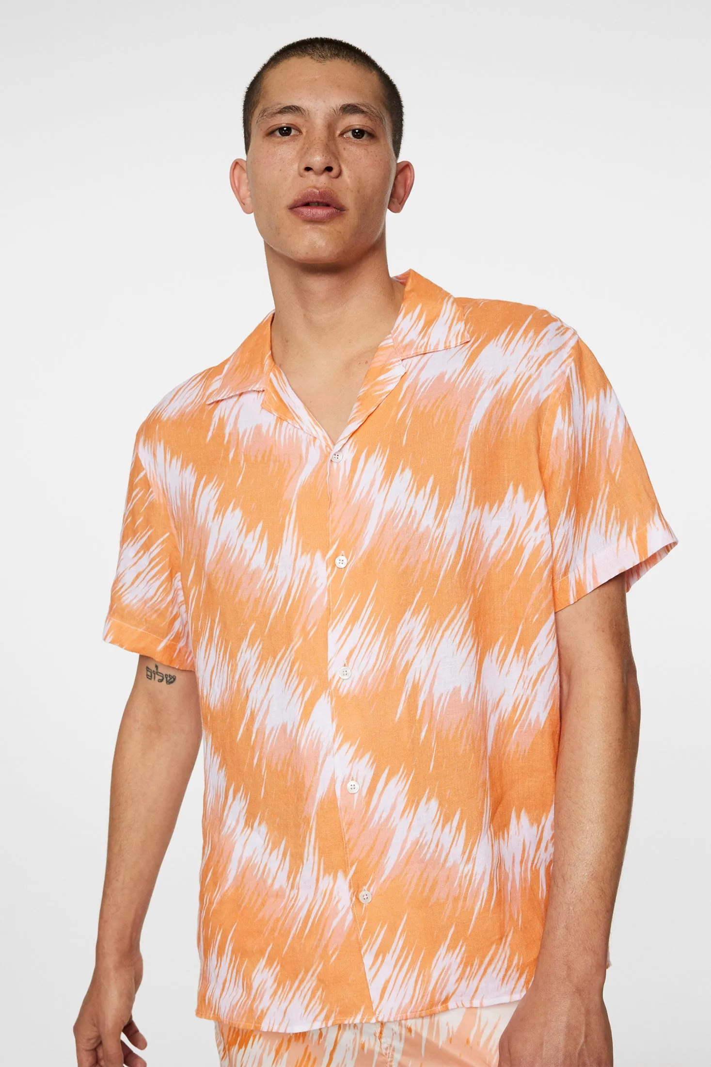 Elio Linen Printed Shirt / Thunderstorm Orange M sold by J. Lindeberg product image thumbnail 5