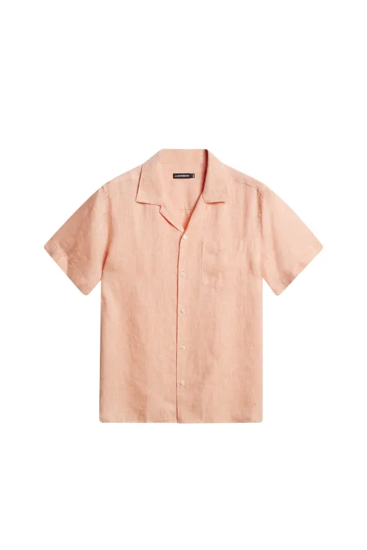 Elio Linen Melange Shirt / Mock Orange sold by J. Lindeberg