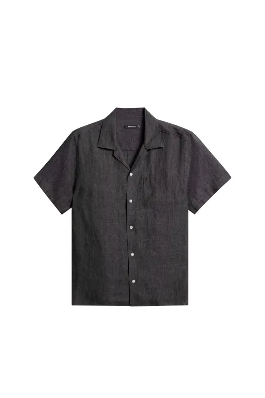 Elio Linen Melange Shirt / Black sold by J. Lindeberg
