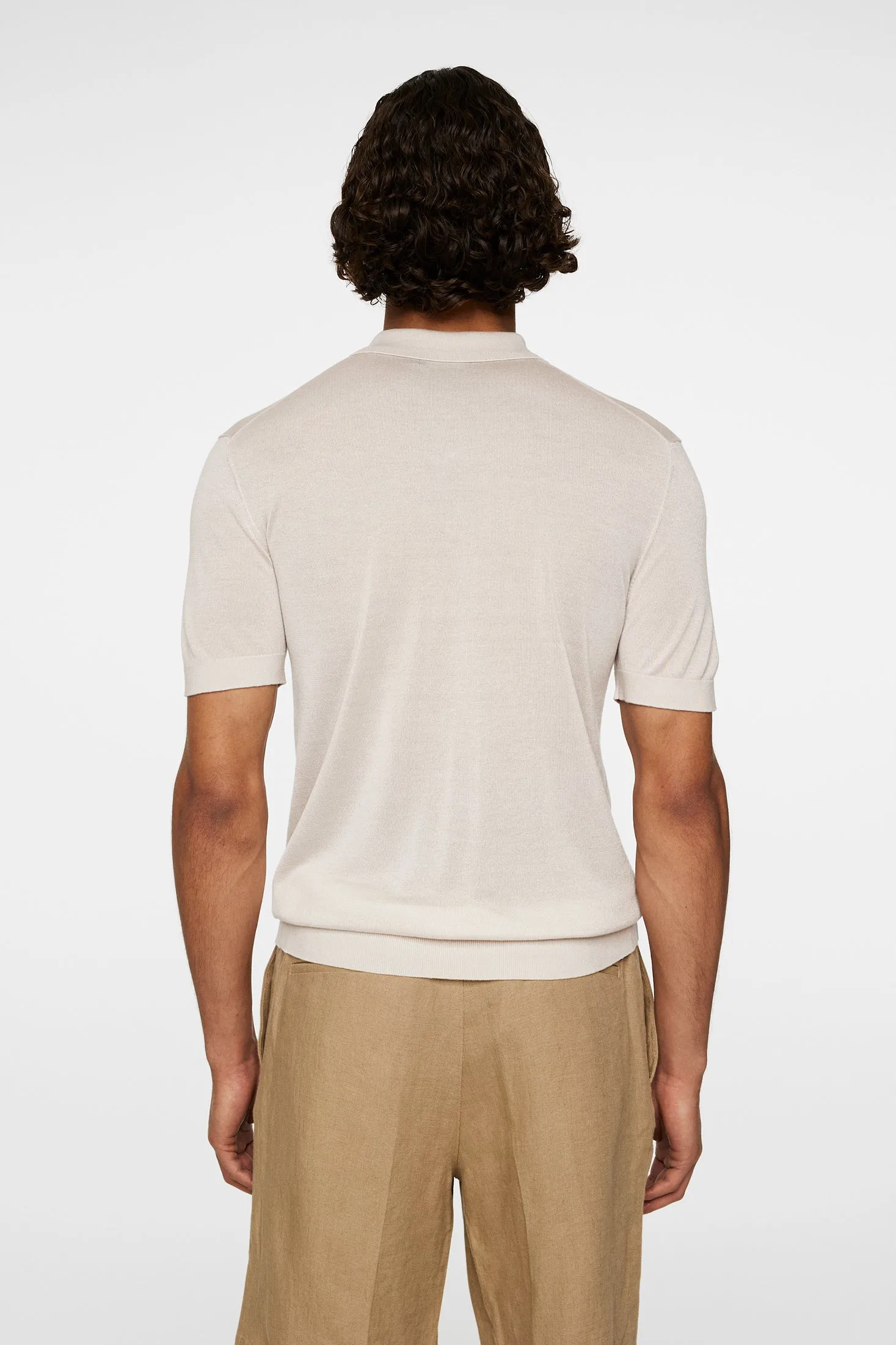 Ridge Lyocell Silk Polo / Moonbeam sold by J. Lindeberg product image thumbnail 3