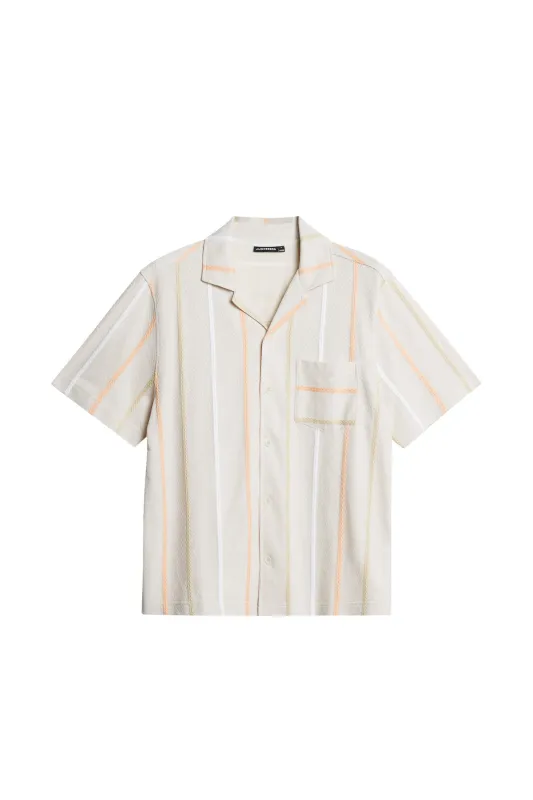 Theron Stripe Resort Shirt / Moonbeam sold by J. Lindeberg