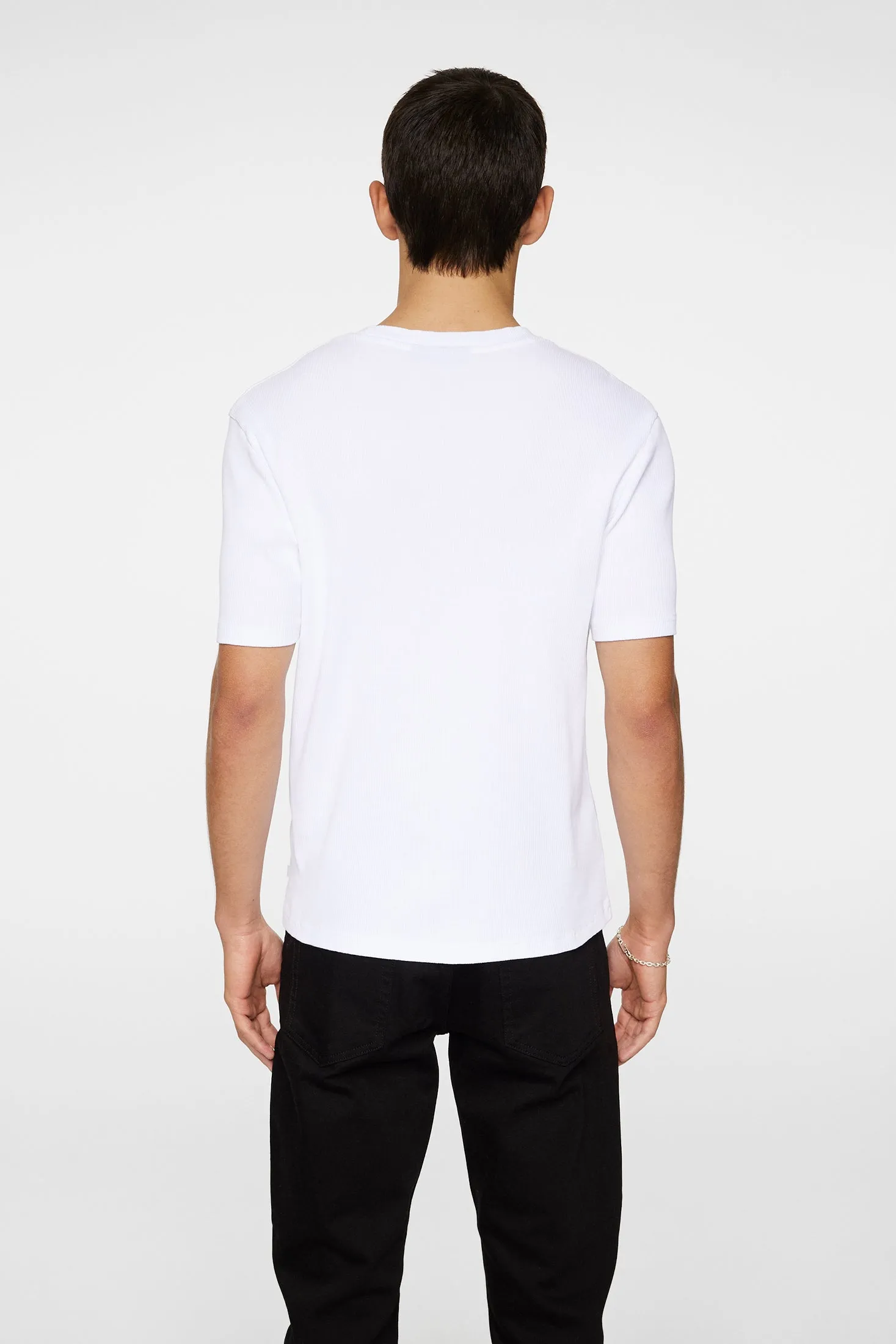 Rob Slim Rib Tee / White sold by J. Lindeberg product image thumbnail 3
