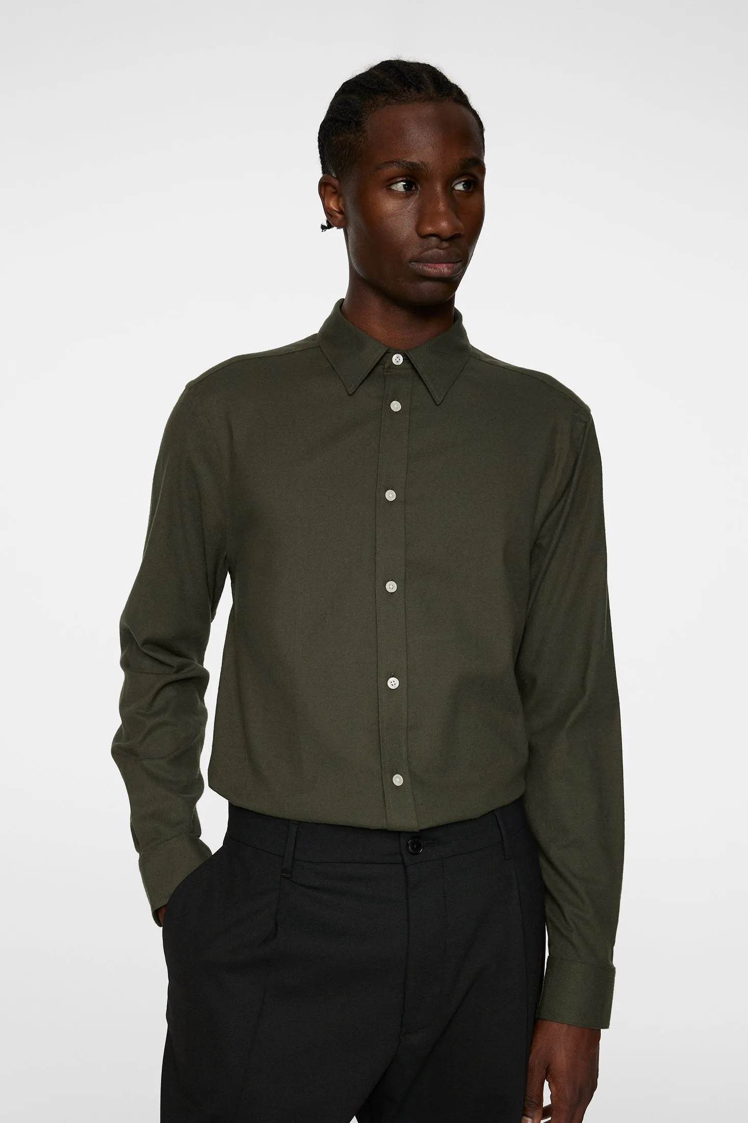 Light Flannel Slim Shirt / Forest Green sold by J. Lindeberg product image thumbnail 5