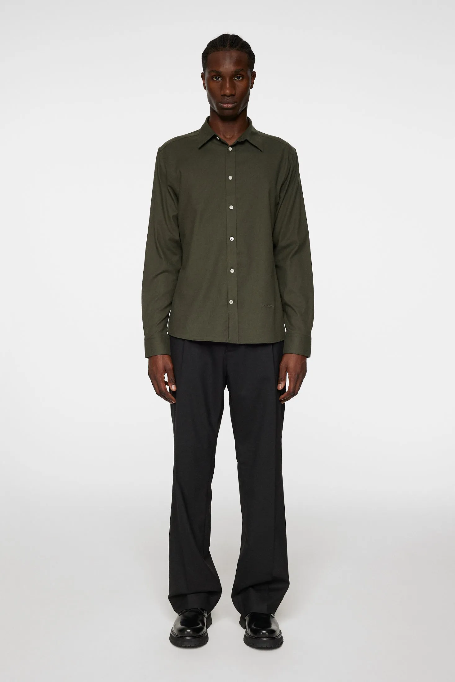 Light Flannel Slim Shirt / Forest Green sold by J. Lindeberg product image thumbnail 4