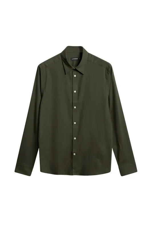 Light Flannel Slim Shirt / Forest Green made by J. Lindeberg