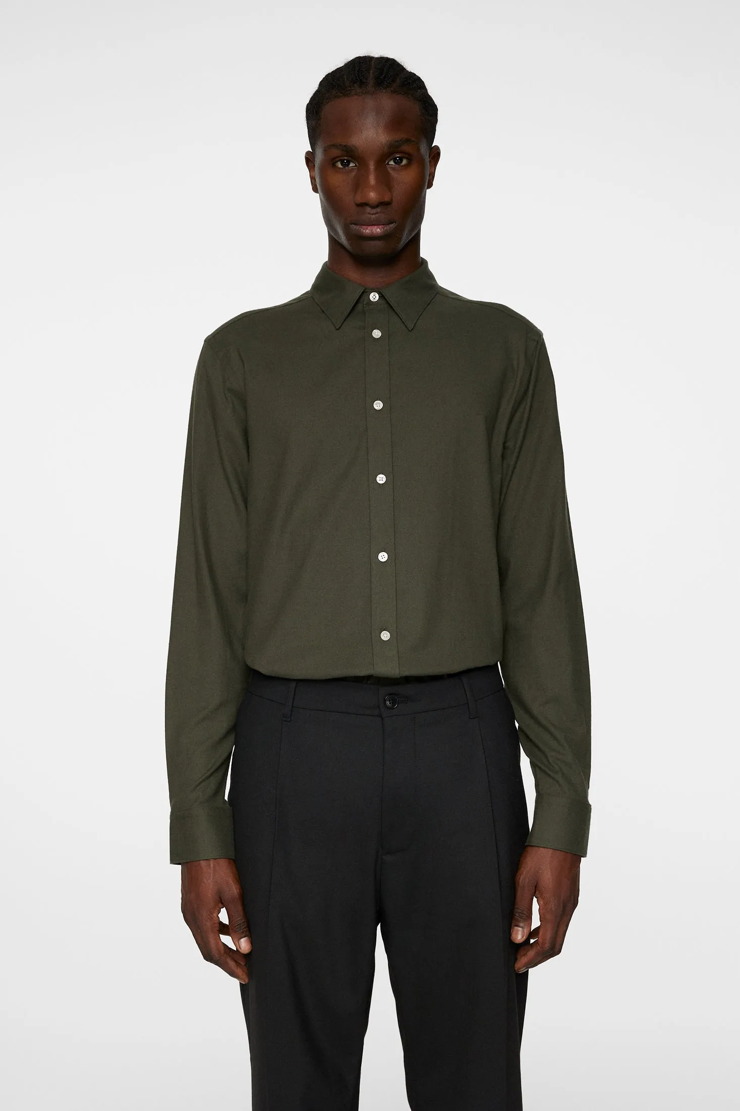 Light Flannel Slim Shirt / Forest Green sold by J. Lindeberg product image thumbnail 2