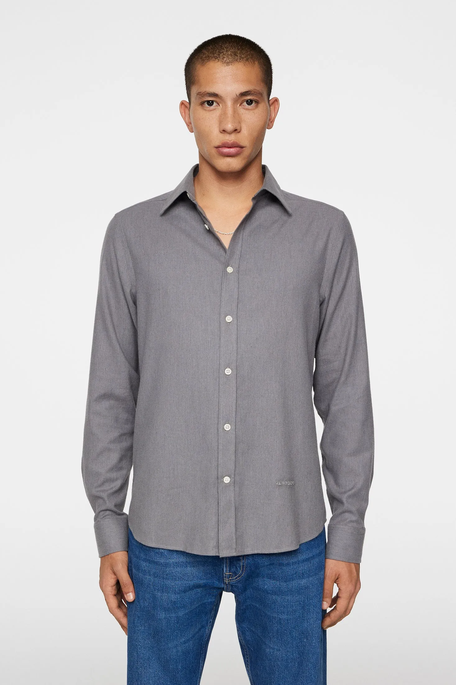 Light Flannel Slim Shirt / Night Owl sold by J. Lindeberg product image thumbnail 2