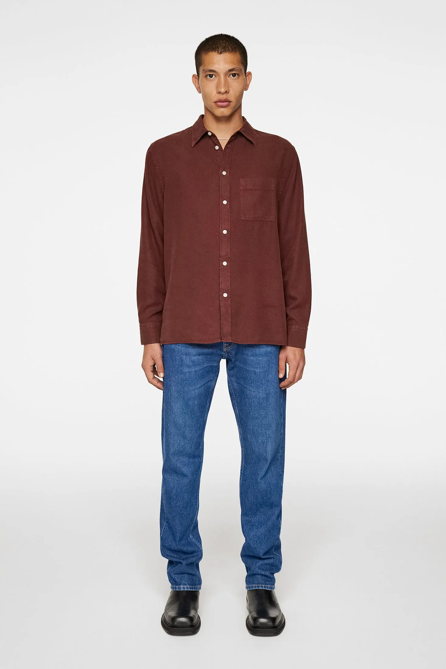 Reg Struct GMD Tencel Shirt / Bitter Chocolate sold by J. Lindeberg product image thumbnail 4