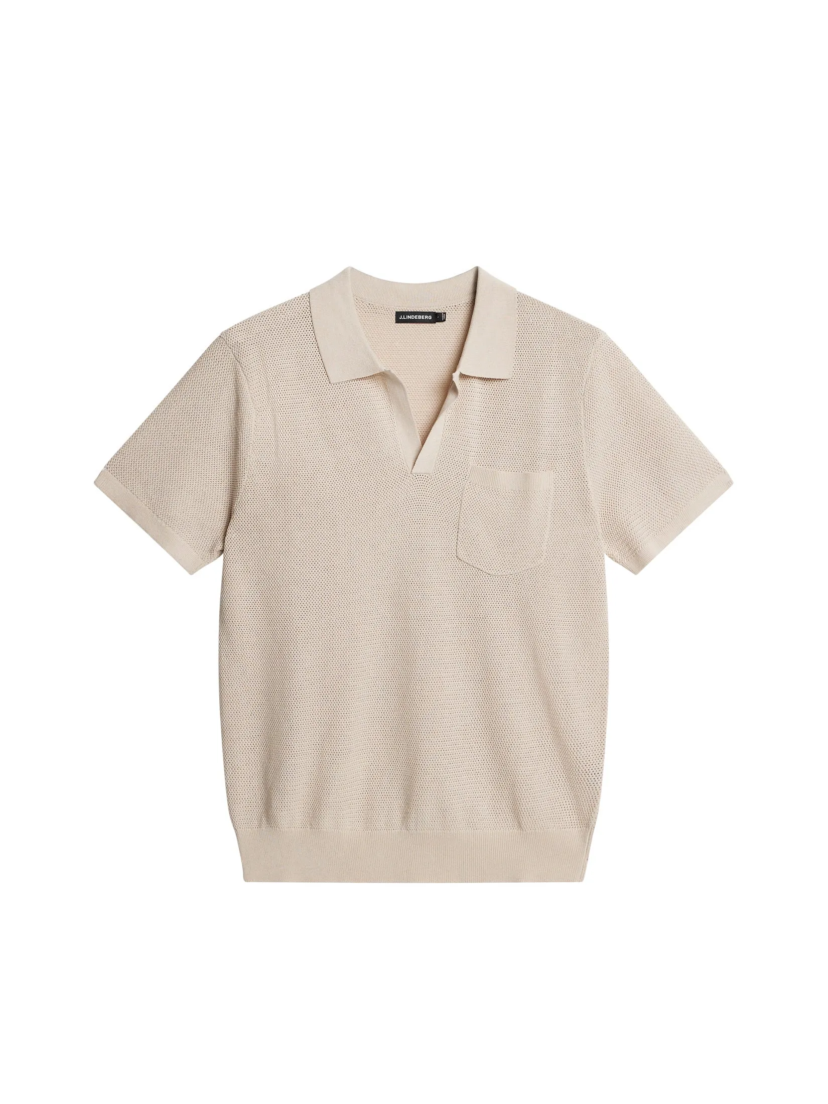 Ben Open Collar Polo / Moonbeam sold by J. Lindeberg