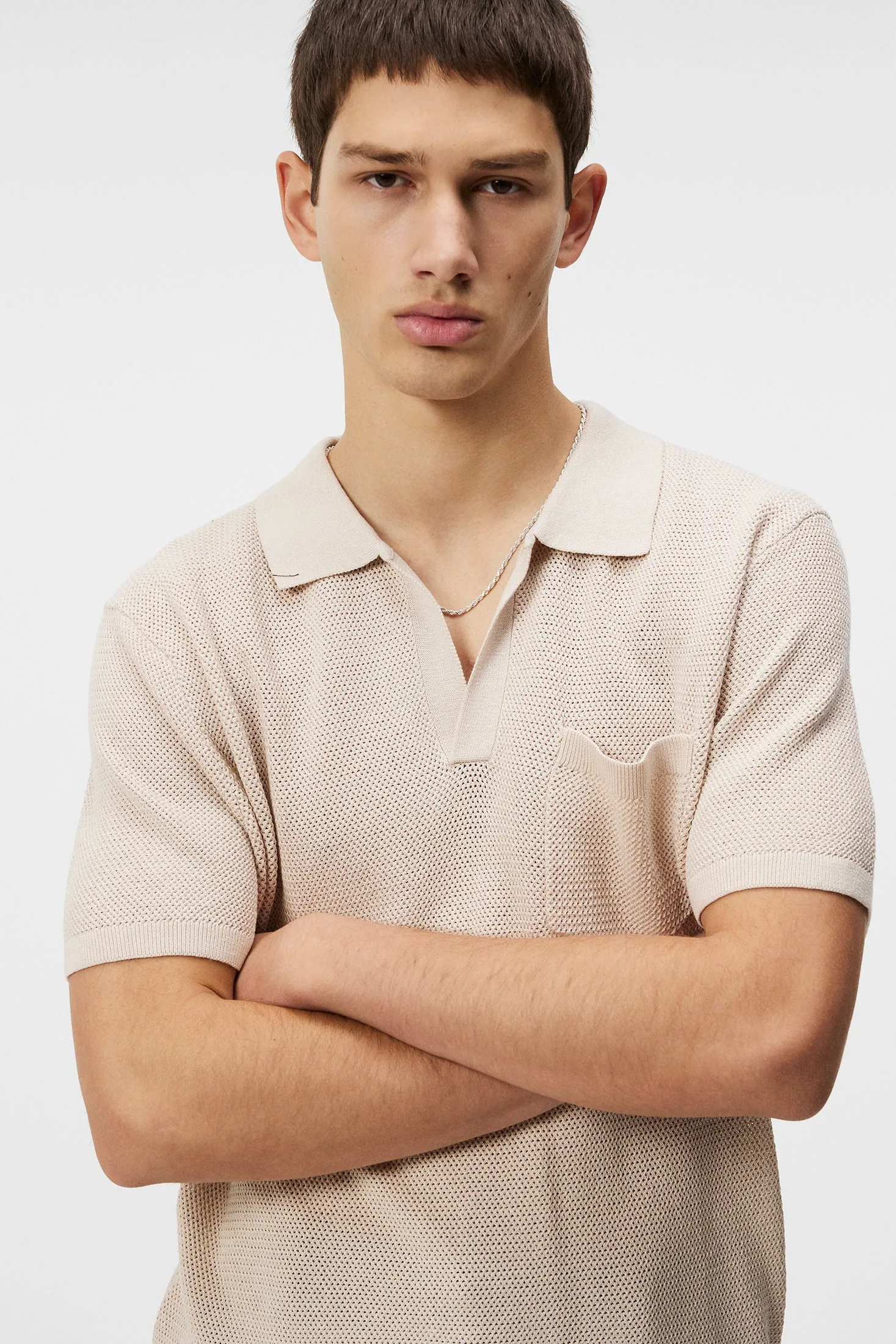 Ben Open Collar Polo / Moonbeam sold by J. Lindeberg product image thumbnail 5