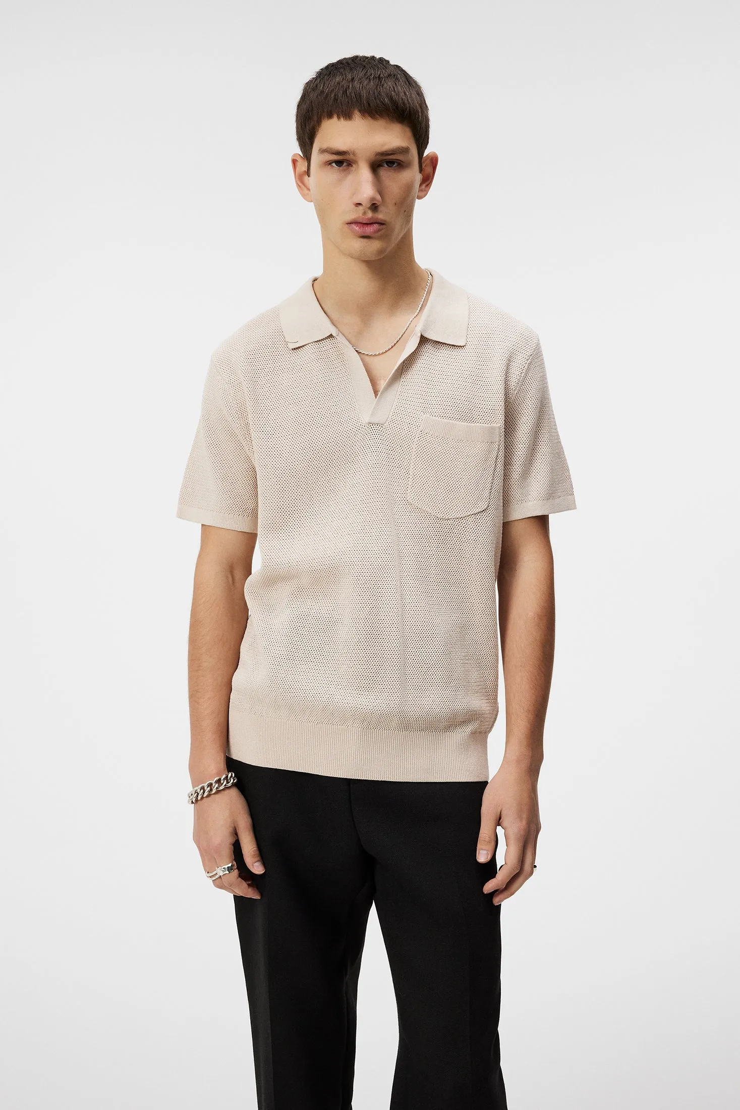 Ben Open Collar Polo / Moonbeam sold by J. Lindeberg product image thumbnail 2