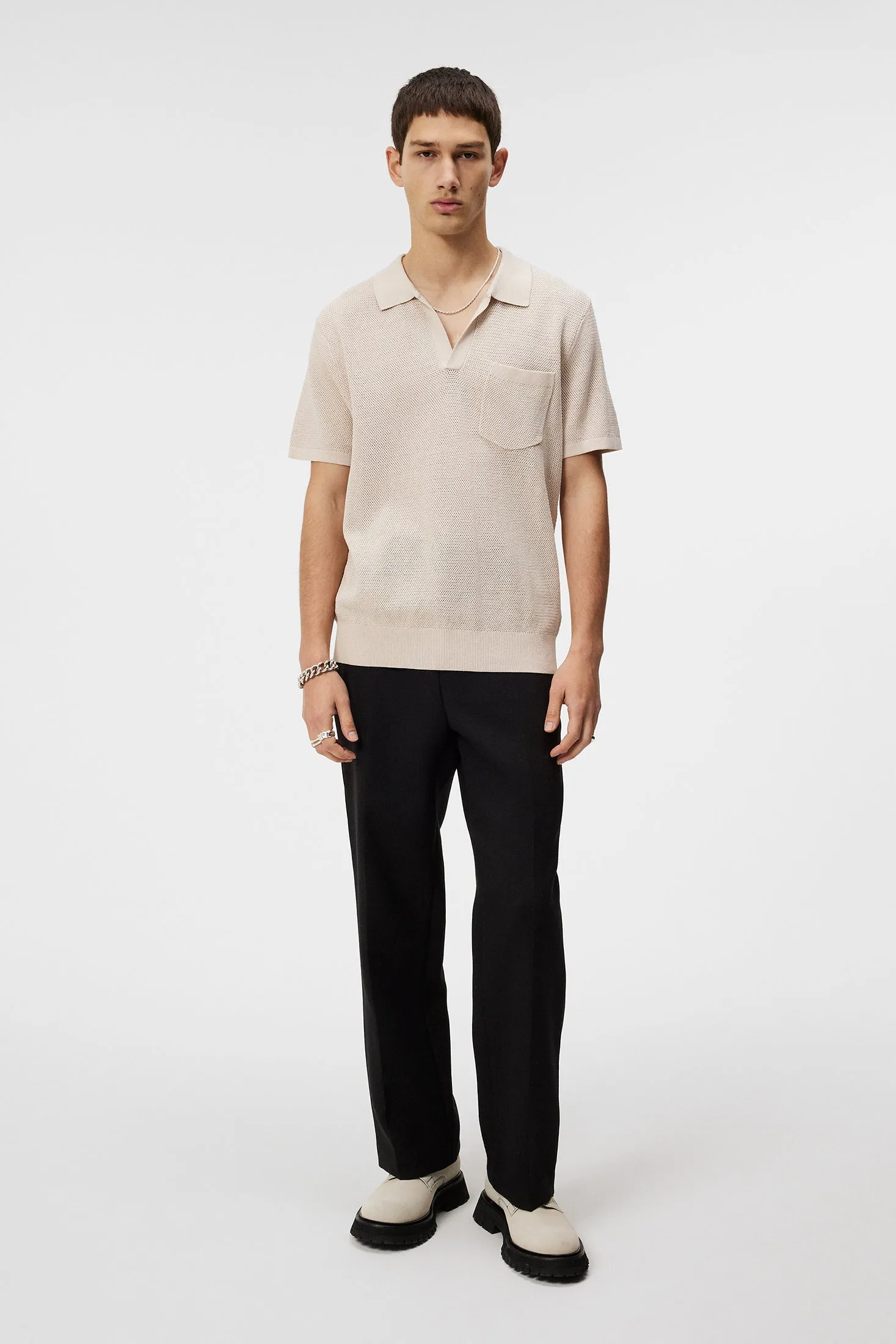 Ben Open Collar Polo / Moonbeam sold by J. Lindeberg product image thumbnail 4