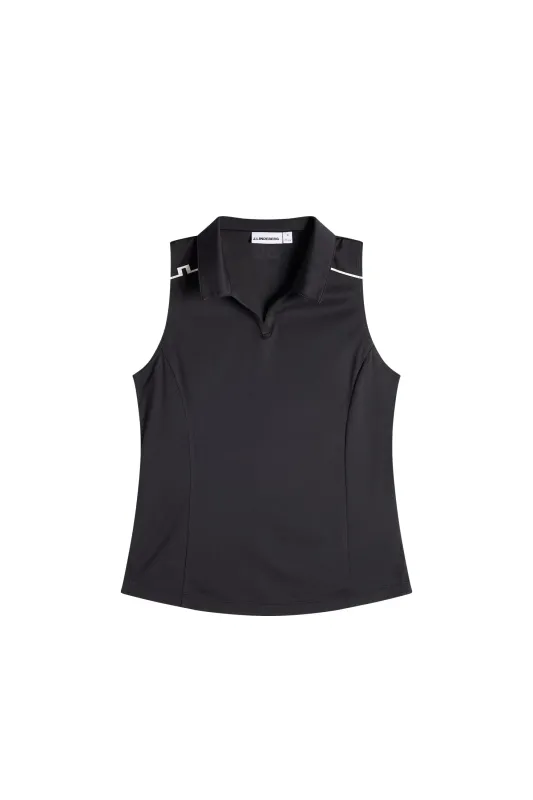 Leah Sleeveless Polo / Black sold by J. Lindeberg