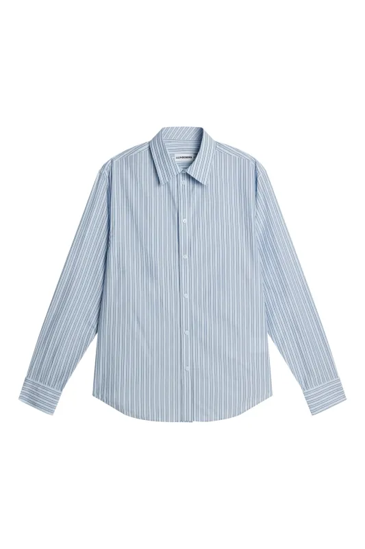 Zachary Cotton Stripe Shirt / Forget-Me-Not made by J. Lindeberg