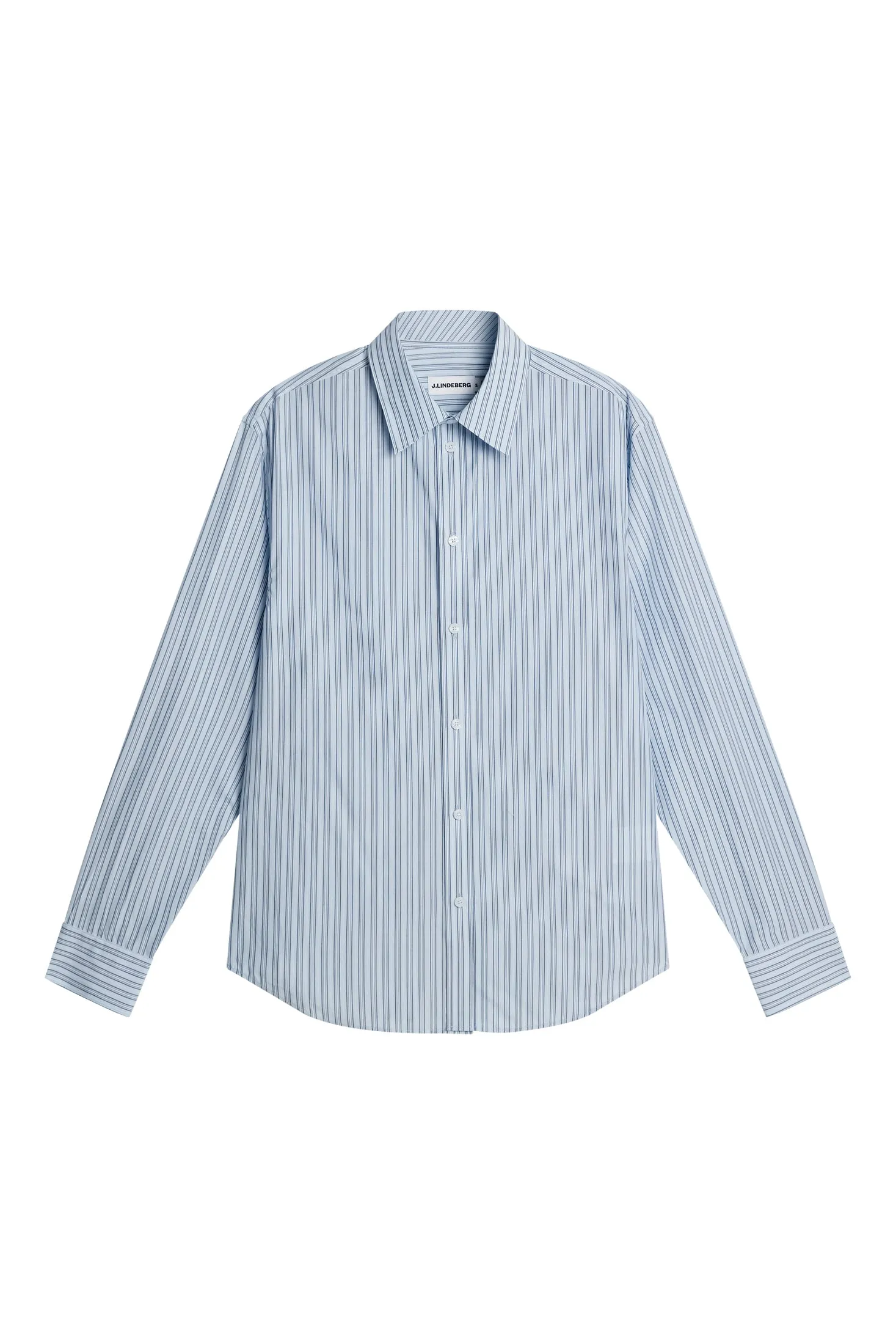 Zachary Cotton Stripe Shirt / Forget-Me-Not sold by J. Lindeberg