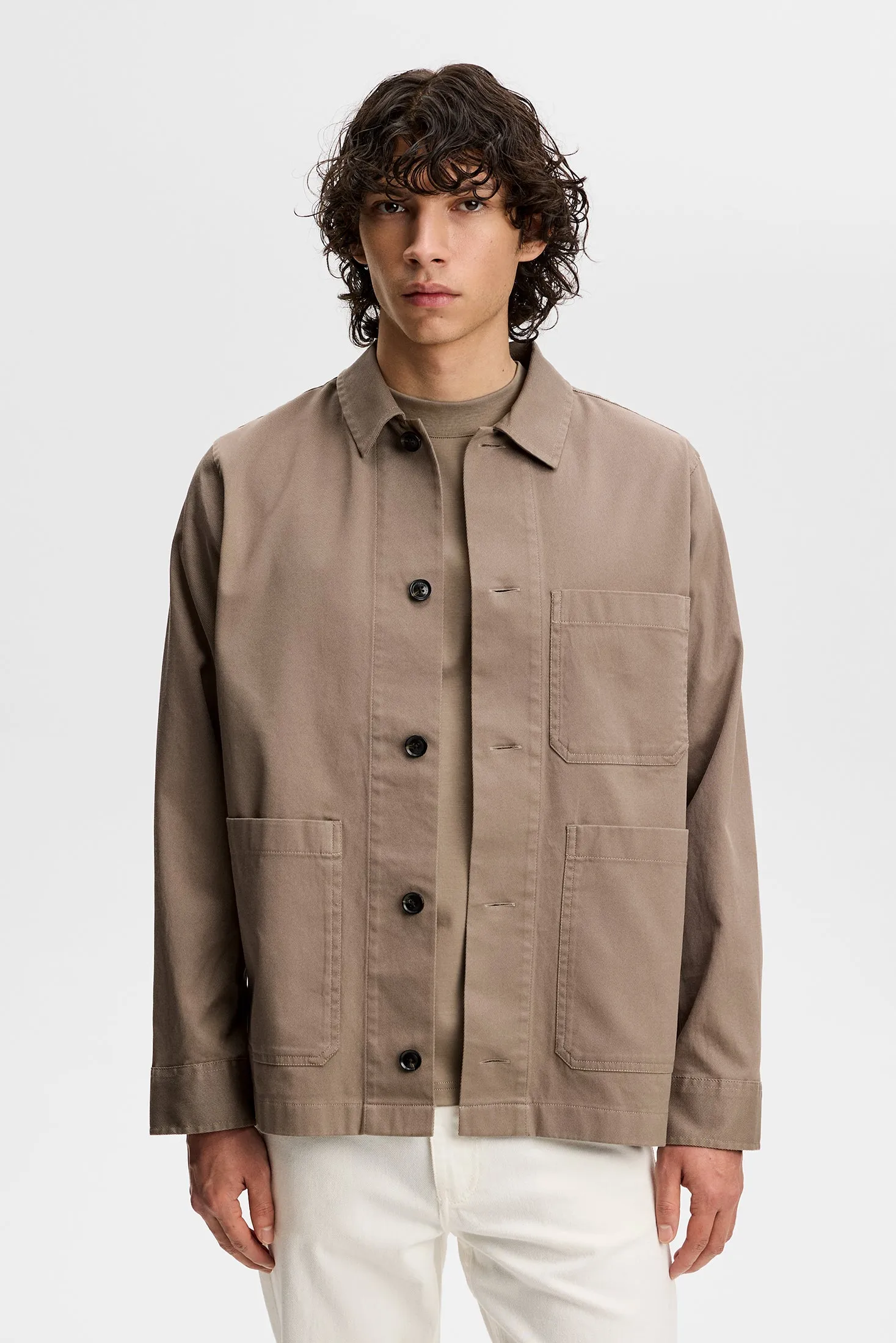 Easton Cotton Overshirt / Brindle sold by J. Lindeberg