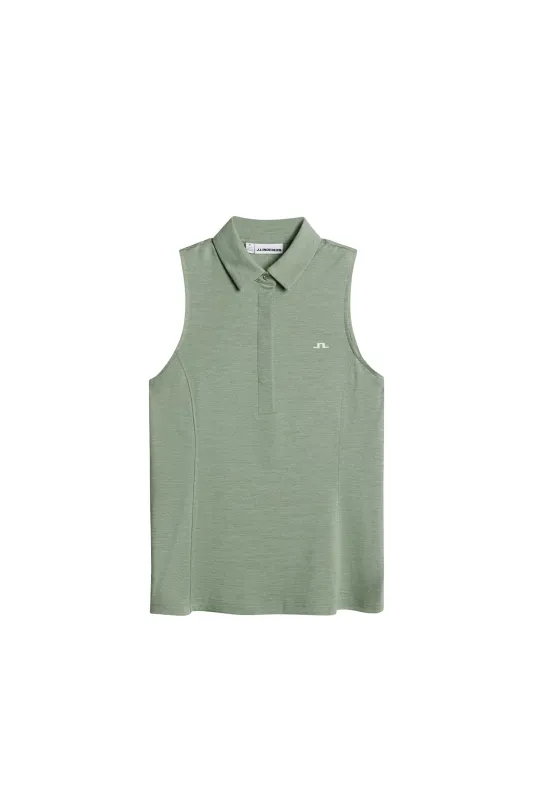 Dena Sleeveless Polo / Hedge Green Melange made by J. Lindeberg