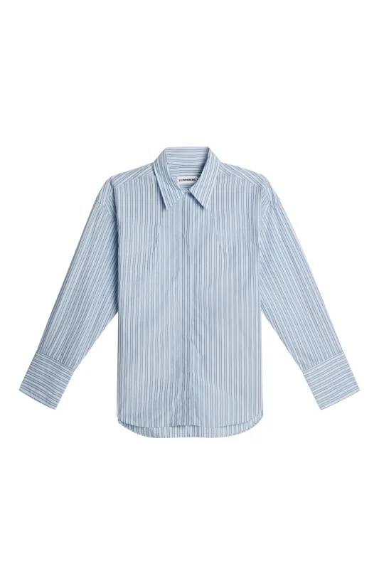 Kristina Cotton Stripe Shirt / Forget-Me-Not sold by J. Lindeberg