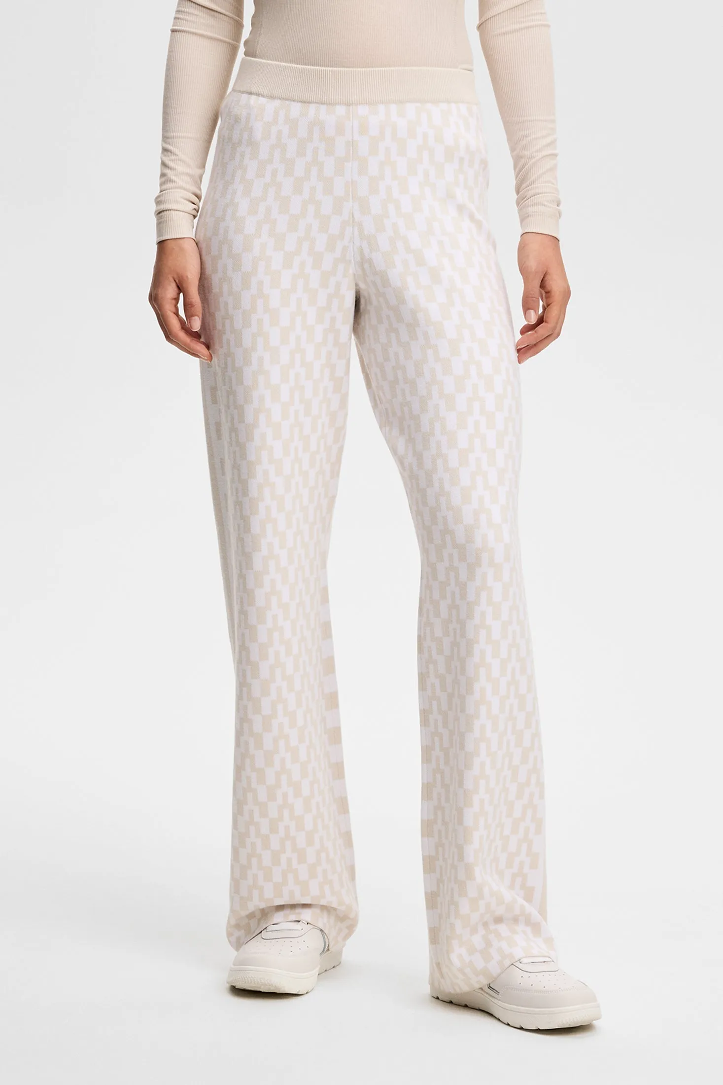 Kera Knitted Jacquard Pant / Bridge Stack Moonbeam M sold by J. Lindeberg