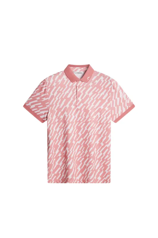 Tour Tech Print Polo / Oak Flamingo M sold by J. Lindeberg