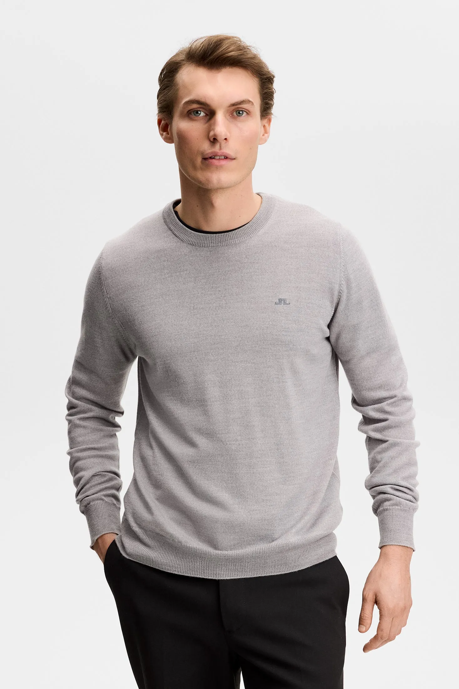 Keane Merino Crew Neck / Light Grey Melange sold by J. Lindeberg product image thumbnail 2