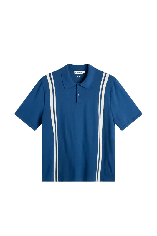 Rylan Stripe Knit Golf Polo / Estate Blue made by J. Lindeberg