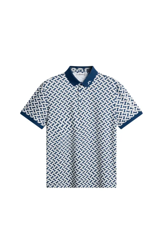 Tour Tech Print Polo / Ladder Estate White S made by J. Lindeberg