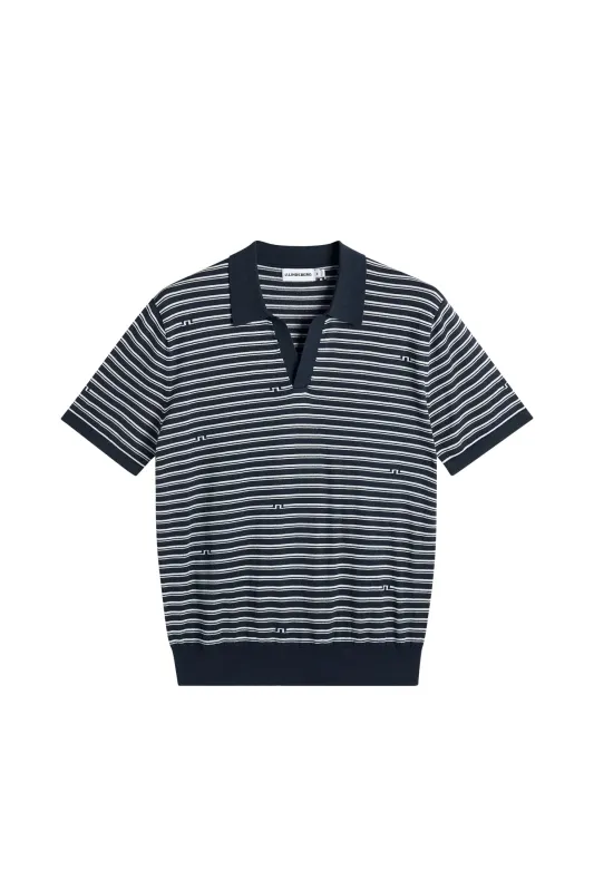 Ben Structure Stripe Polo / Bridge Stripe Navy made by J. Lindeberg