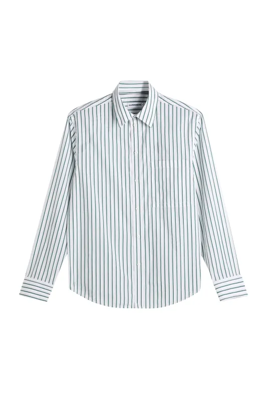 Zachary Cotton Stripe Shirt / Forest Biome made by J. Lindeberg