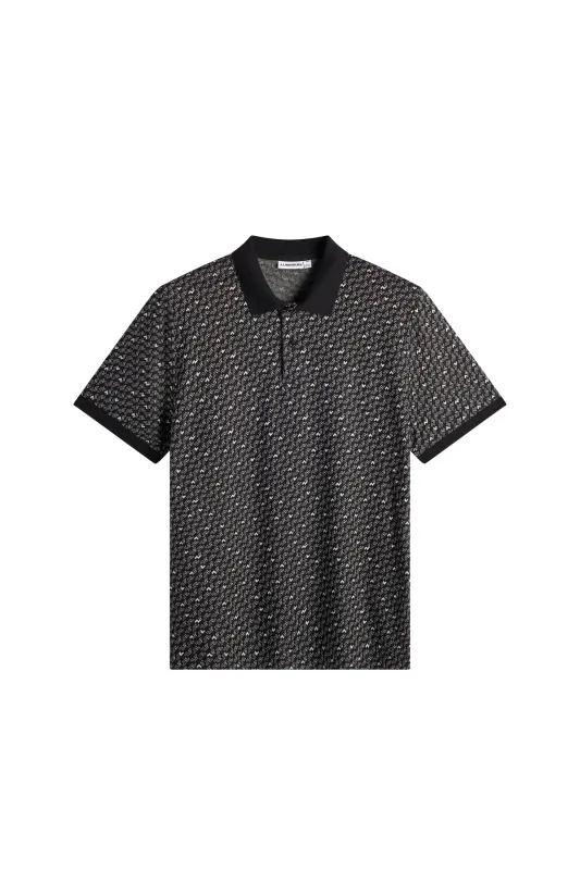 Devon Jacquard Polo / BIAS BRIDGE MICRO BLACK WHITE made by J. Lindeberg