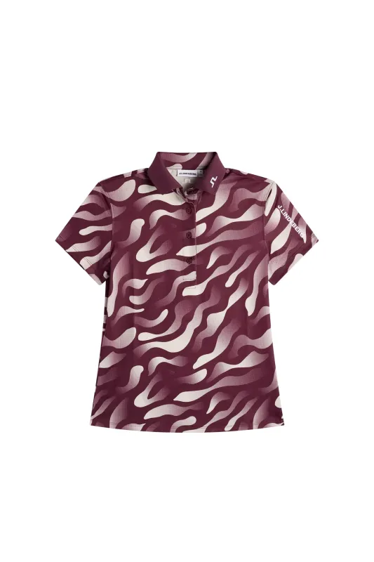 Tour Tech Print Polo / Bunker Fade Winetasting Moon M made by J. Lindeberg