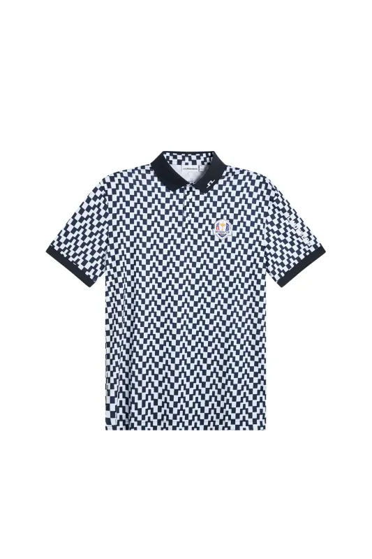 2027 Ryder Cup Tour Tech Polo Print / Bridge Stack White Navy M made by J. Lindeberg