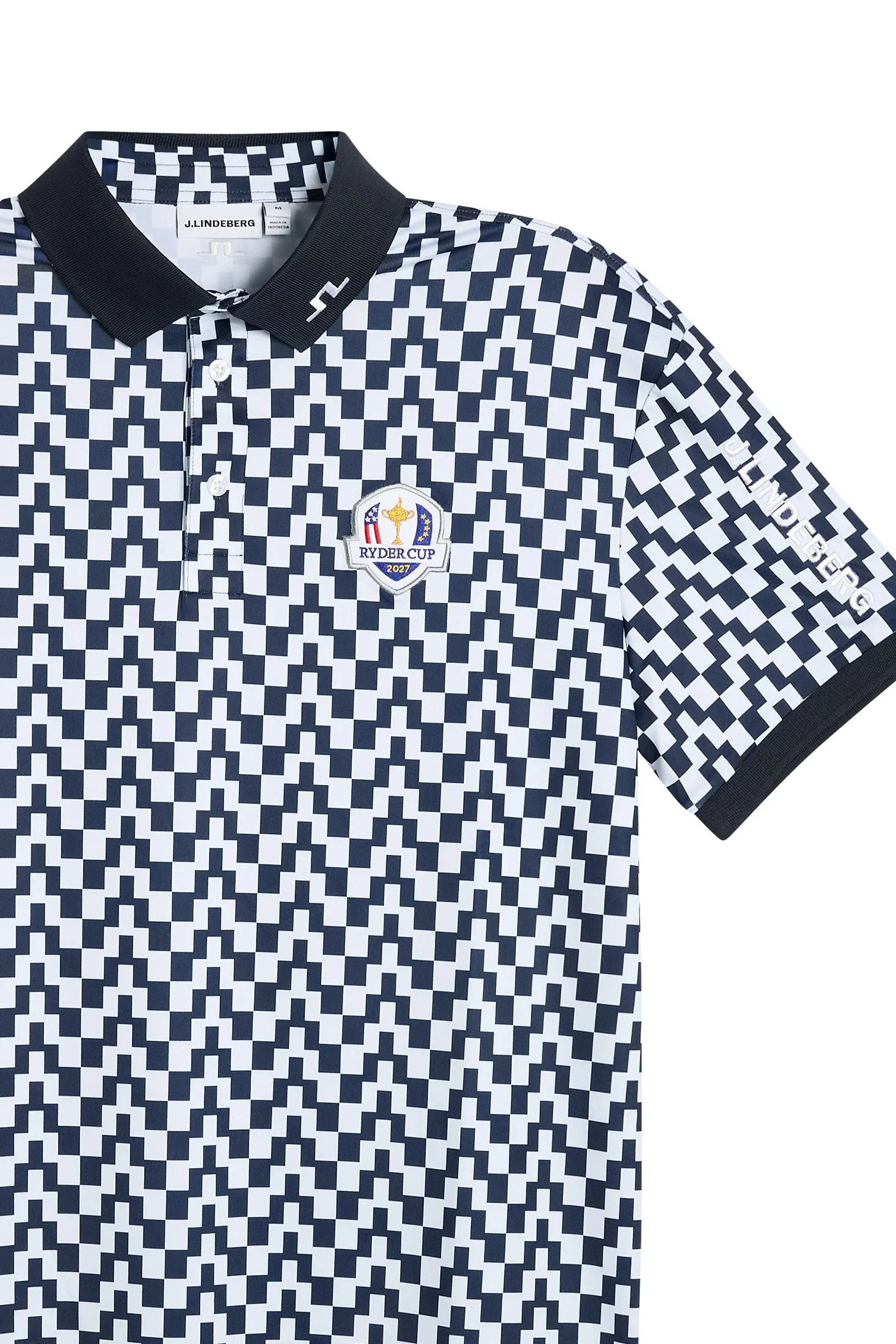2027 Ryder Cup Tour Tech Polo Print / Bridge Stack White Navy M sold by J. Lindeberg product image thumbnail 2