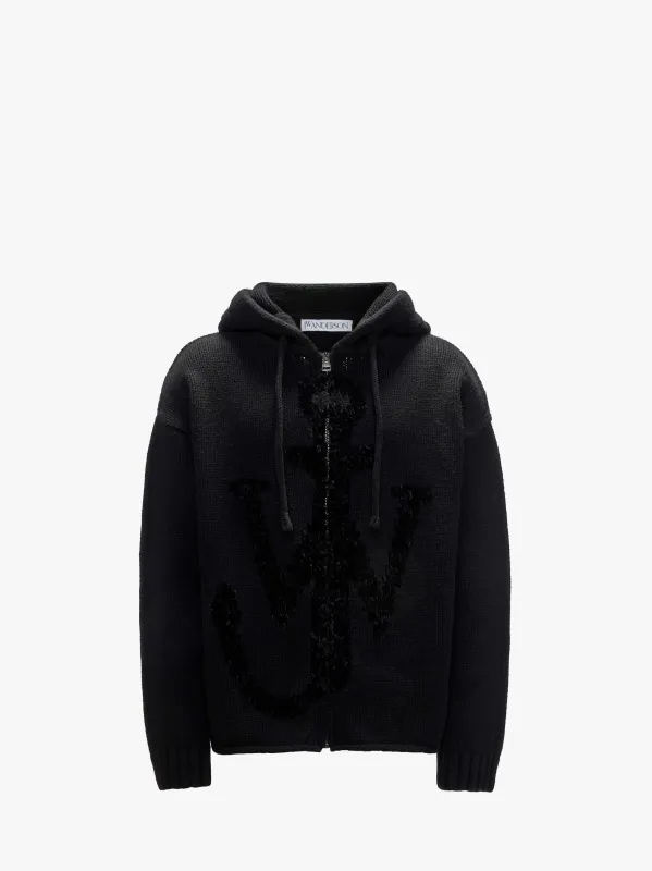CL_ZIP THROUGH ANCHOR HOODIE - BLACK_KW1238YN0170 sold by J.W. Anderson